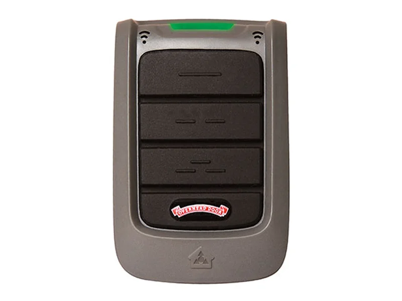 Overhead Door™ remote control featuring three buttons, designed for residential garage door access and convenience.