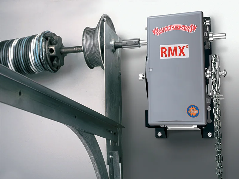 Commercial garage door operator RMX® by Overhead Door Company, showcasing robust design and integration with door systems for reliable operation.