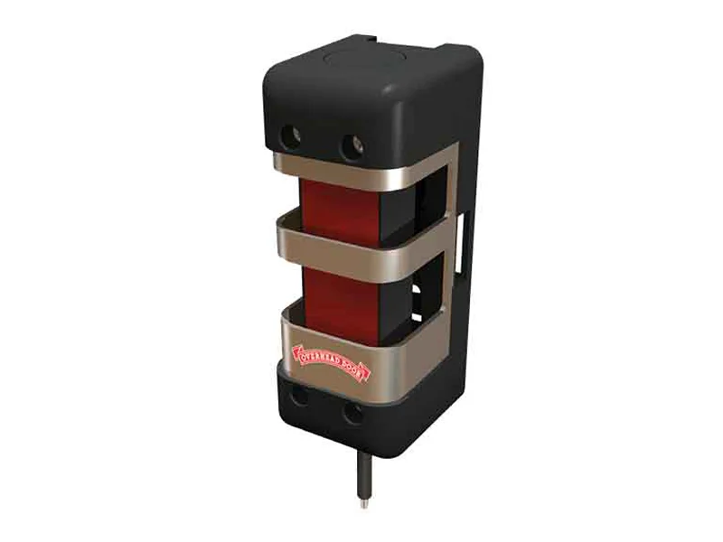 Photo eye safety sensor for commercial doors, featuring a black and silver design, enhancing safety and functionality in overhead door systems.